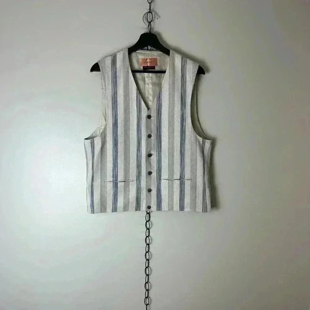 Vintage Striped Gray and White Vest